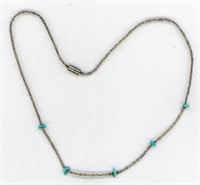 Necklace 16” Turquoise Sterling Nugget