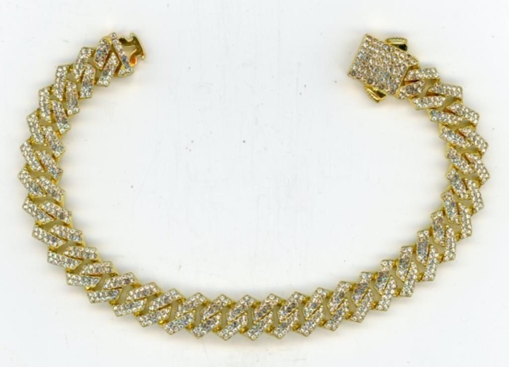 Bracelet 8” Goldtone Rhinestone