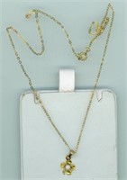 Necklace 18” 10K 1/20 4 Leaf Clover + Pearl