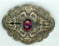 Brooch Pin S 2¾ Victorian Pink Large Stone