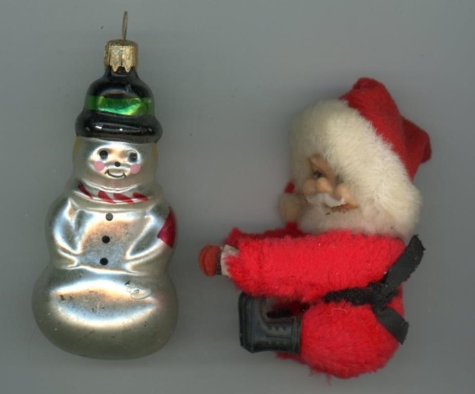 Mercury Glass Snowman + Santa