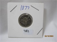 Seated Liberty (Holed) 1877 Love Token