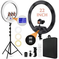 22" LED Ring Light, with 75" Tripod/LCD Display/3+