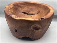 Heavy carved wood bowl