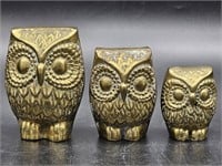 (3) Mid Century Decor: Brass Owls