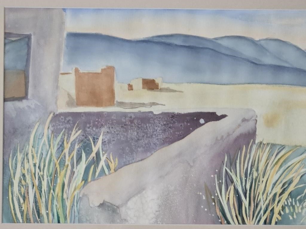 Watercolor of Southwestern Scene, Framed