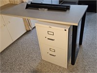 2- Metal File Cabinet & Laminate Table.  Legs &