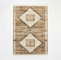 5'x7' Double Medallion Persian Style Rug Tan