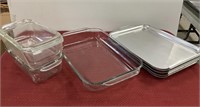 5 metal cake pan lids 3 Pyrex & 13 x 9 pan