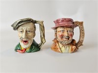 2 ceramic hand painted character jugs