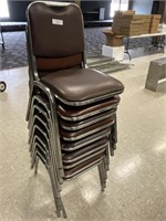 9 Chrome Samsonite brown stacking chairs