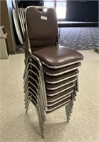 9 chrome Samsonite brown stacking chairs