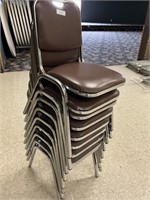 9 chrome Samsonite brown stacking chairs