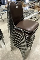 9 Chrome Samsonite Brown Stacking Chairs