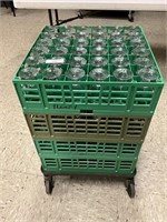 108 Pebble Water Goblets w/4 Racks and Cart