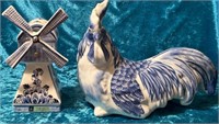 K - BLUE N WHITE ROOSTER/WINDMILL DECOR ITEMS(L43)