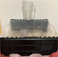 8 tall clear water pitchers w/ crate