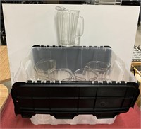 8 tall clear water pitchers w/crate