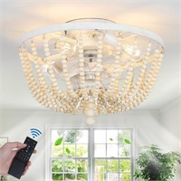 Dimmable Boho Caged Ceiling Fan with Light Flush M