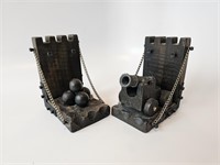 ball and cannon wood bookends
