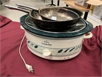 Crock pot and fry pans used