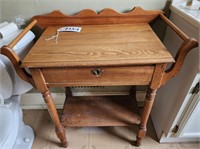 Antique Oak Pitcher & Bowl Table, Drawer