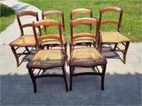 Antique Walnut Victorian Cane Bottom 6  Chairs