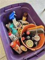 tote of misc chemicals, polish