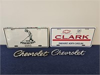license plates, chevrolet emblems
