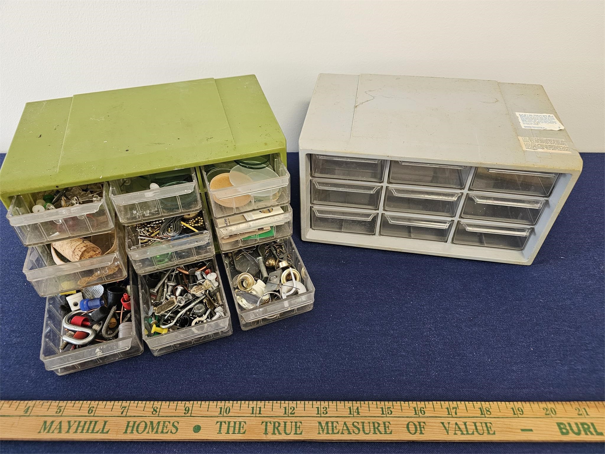 nut and bolt bins with contents
