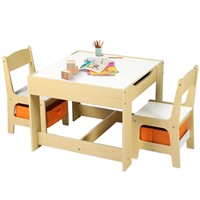 Kinder King Kids Wood Table & 2 Chairs Set, 3 in 1