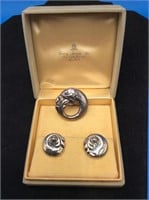 Vintage George Jensen Sterling Earring Brooch Set