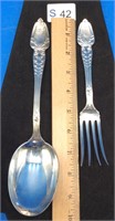 Antique Sterling Silver Serving Spoon And Fork