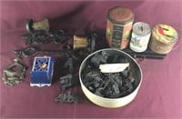 Lot Of Vintage Candle Holders, Tin Cans, Brackets