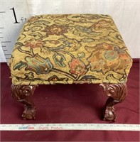 Gorgeous Upholstered Stool With Ball And Claw Feet