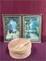 Two Pieces Of Artwork And A Cheese Box From