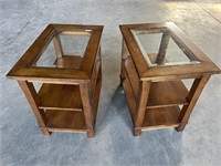 2 glass top coffee side tables