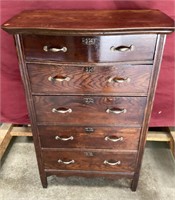 Antique Tiger Oak Chest of Drawers, 5 Drawers