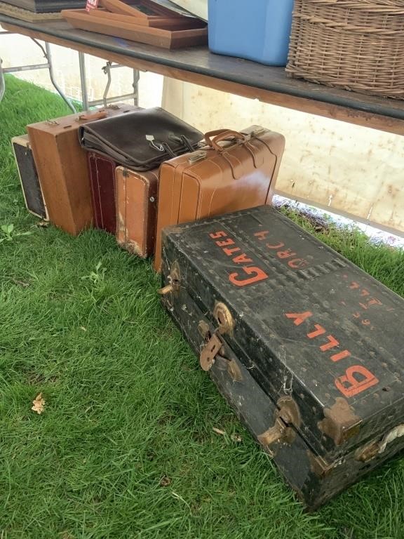 Steamer trunk and old suitcases