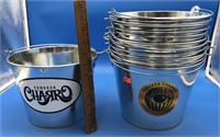 Stack Of 10 New Metal Advertising Buckets