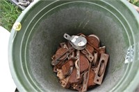bucket of misc metal pulley