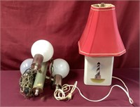 Table Lamp With Lighthouse Motif And Vintage