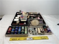Vintage Sewing Lot Threads Buttons Etc