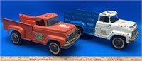 2 Vintage Hubley Metal Toy Farm Trucks
