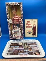 2 Collectible Pepsi Sign/Tray & Wheres Waldo Doll