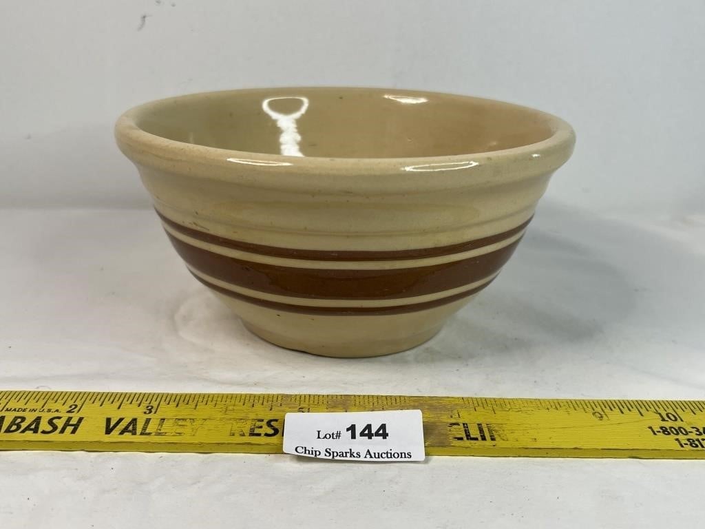 Watt Pottery Stoneware Brown Stripe Crock Bowl