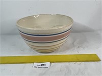 Antique Pottery Striped Crock Bowl