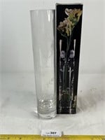 Vintage Etched Glass Crystal? Bud Flower Vase