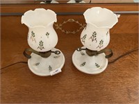 Rare Matching Milk Glass Hurricane Lamp Set