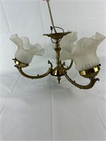 Vintage 3 Arms Reversible Brass Chandelier